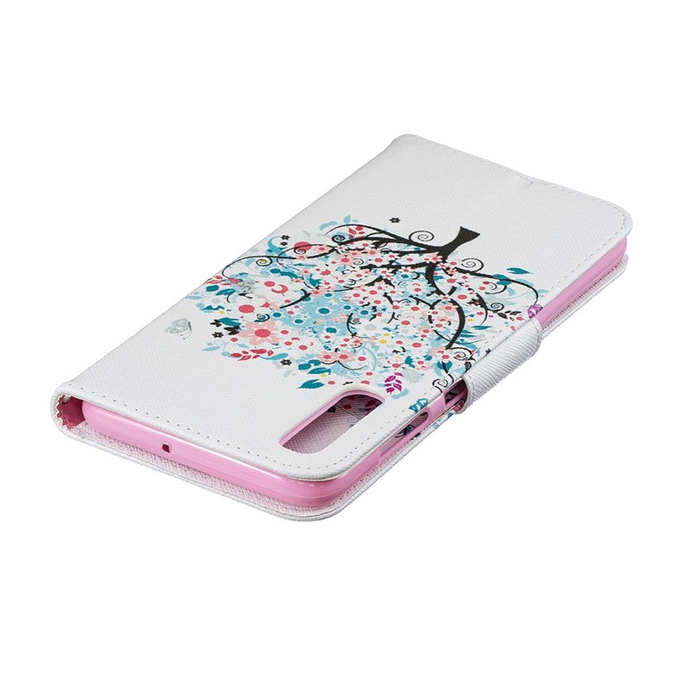 Pattern Printing PU Leather Wallet Stand Flip Cover for Samsung Galaxy A70 - Flowered Tree-9