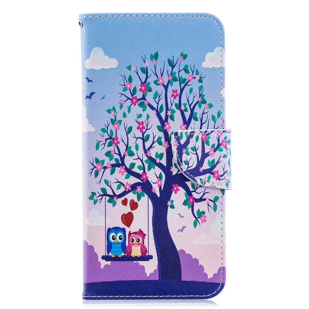 For Samsung Galaxy A70 Pattern Printing Leather Stand Wallet Case - Tree and Owls-4
