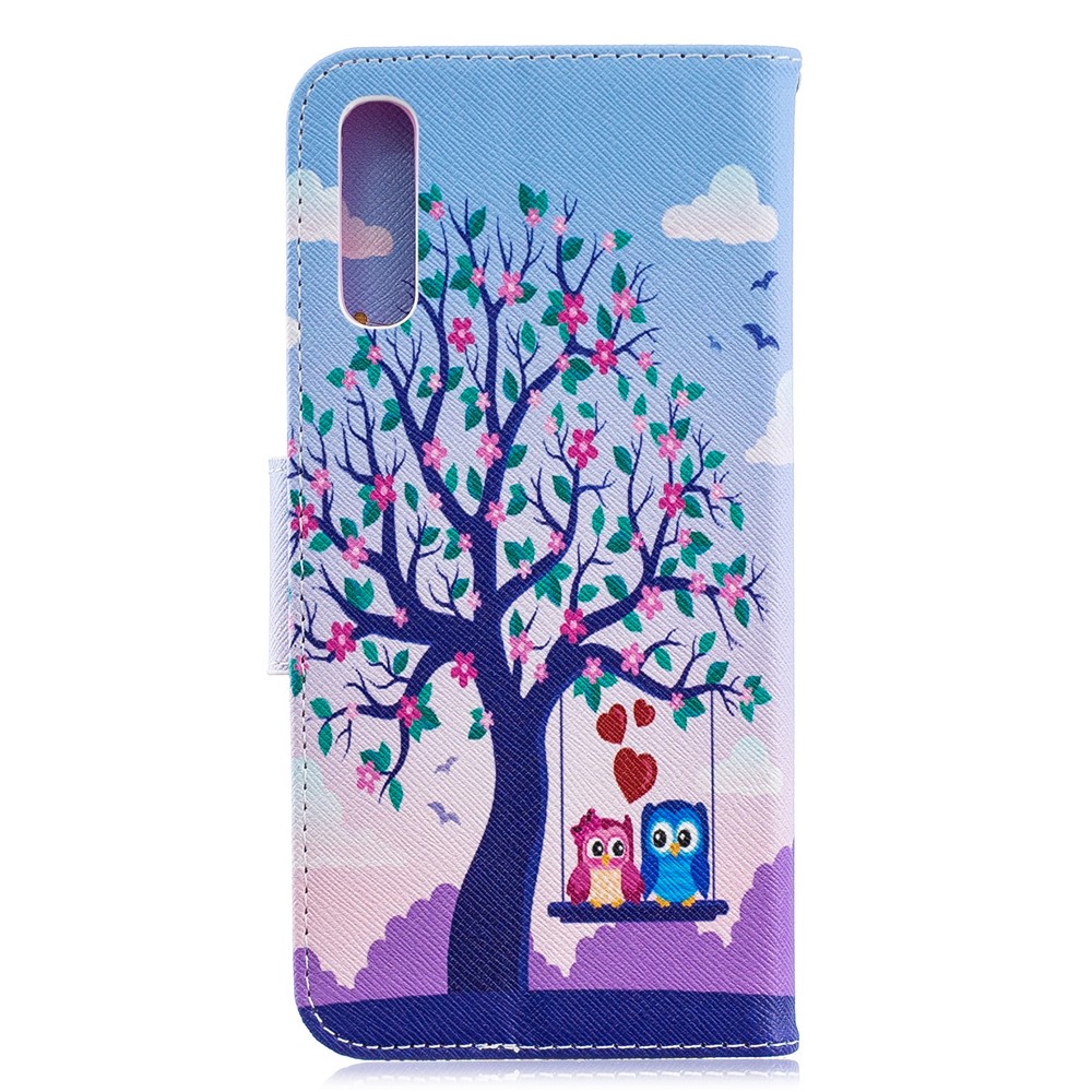 For Samsung Galaxy A70 Pattern Printing Leather Stand Wallet Case - Tree and Owls-5