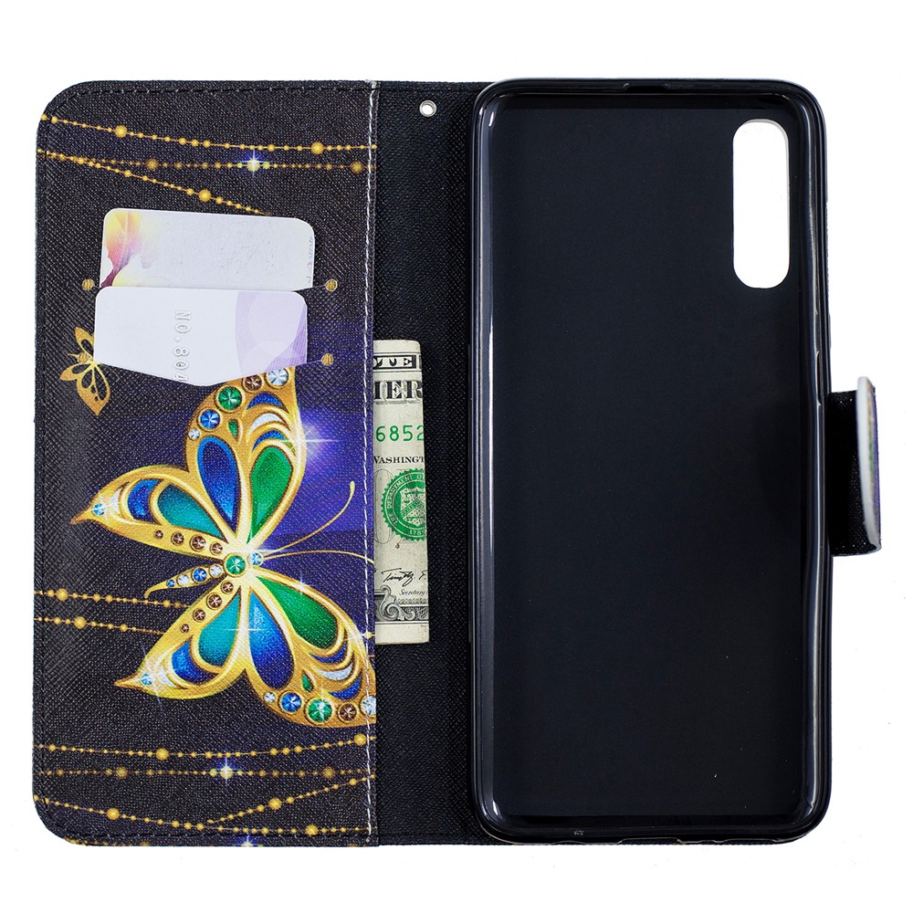 For Samsung Galaxy A70 Pattern Printing Leather Stand Wallet Case - Colorized Butterfly-10