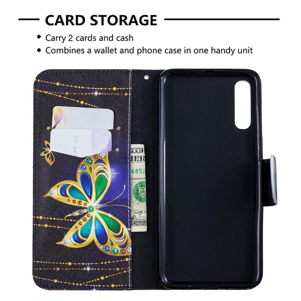For Samsung Galaxy A70 Pattern Printing Leather Stand Wallet Case - Colorized Butterfly-3