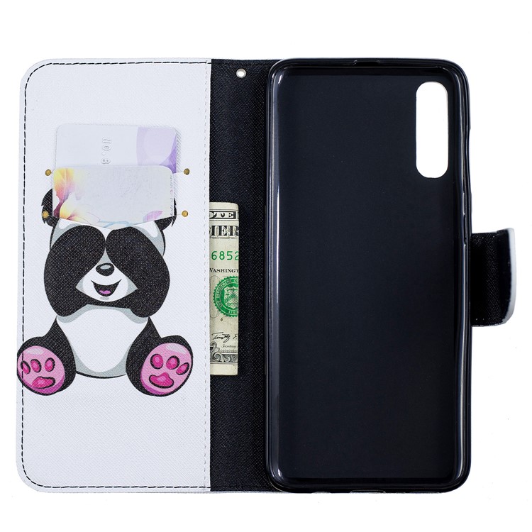 For Samsung Galaxy A70 Pattern Printing Leather Stand Wallet Case - Cute Panda-10