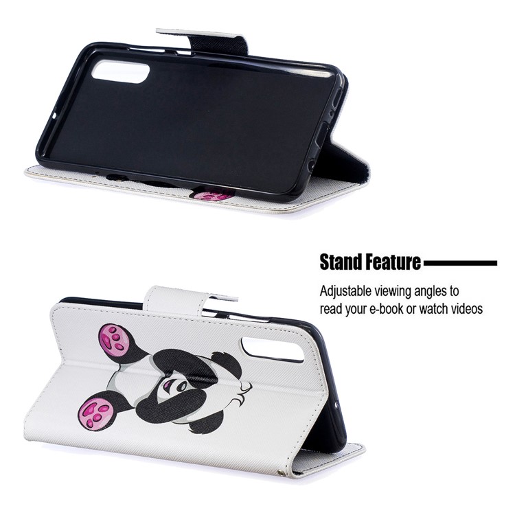 For Samsung Galaxy A70 Pattern Printing Leather Stand Wallet Case - Cute Panda-2
