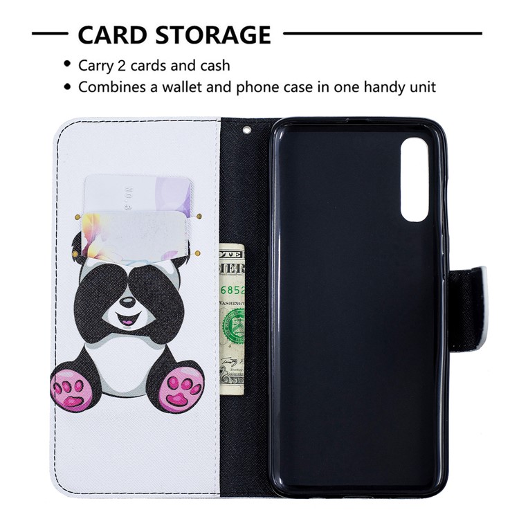 For Samsung Galaxy A70 Pattern Printing Leather Stand Wallet Case - Cute Panda-3