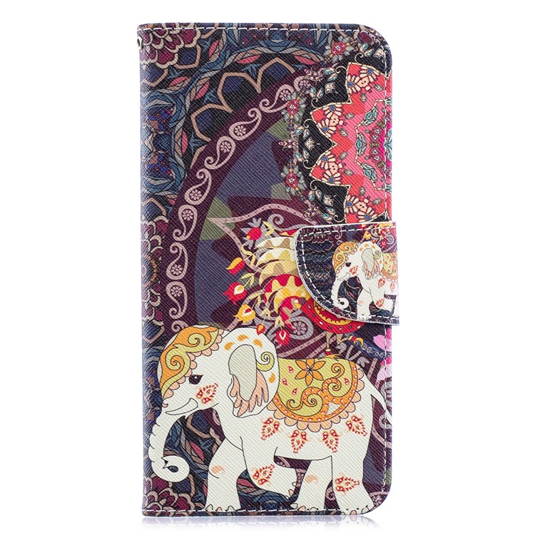 For Samsung Galaxy A70 Pattern Printing PU Leather Stand Phone Cover - Elephant and Peacock-4