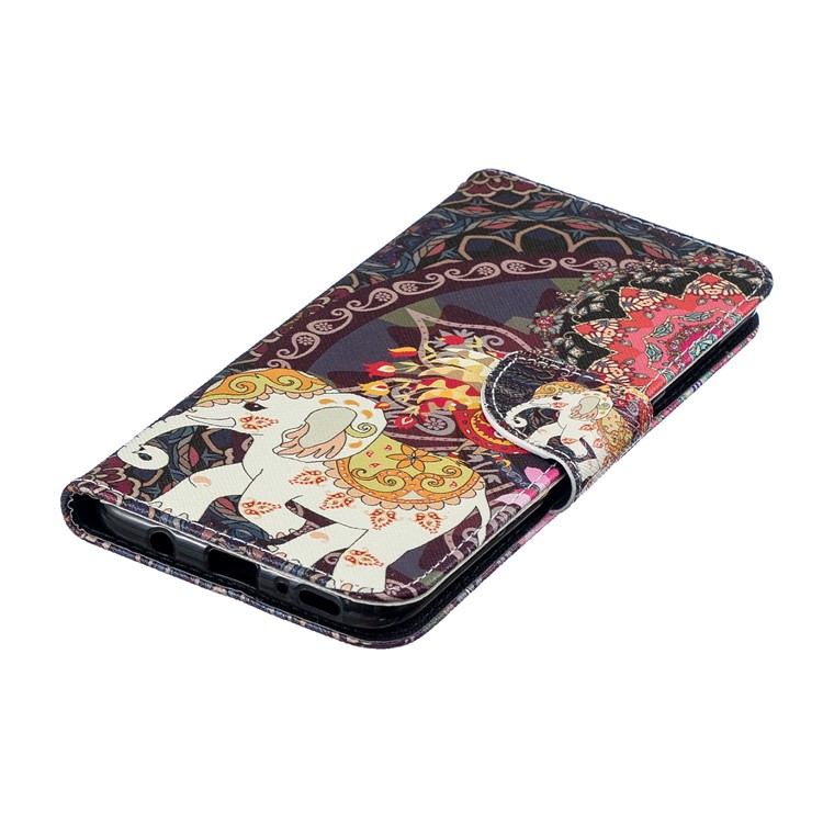 For Samsung Galaxy A70 Pattern Printing PU Leather Stand Phone Cover - Elephant and Peacock-8