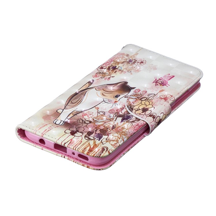 For Samsung Galaxy A70 Pattern Printing PU Leather Wallet Mobile Case - Cat and Flower-8