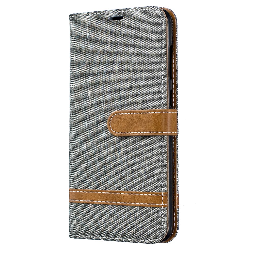 Funda De Piel Sintética Con Dos Tonos De Jean PU Para Samsung Galaxy A70 - Gris-5