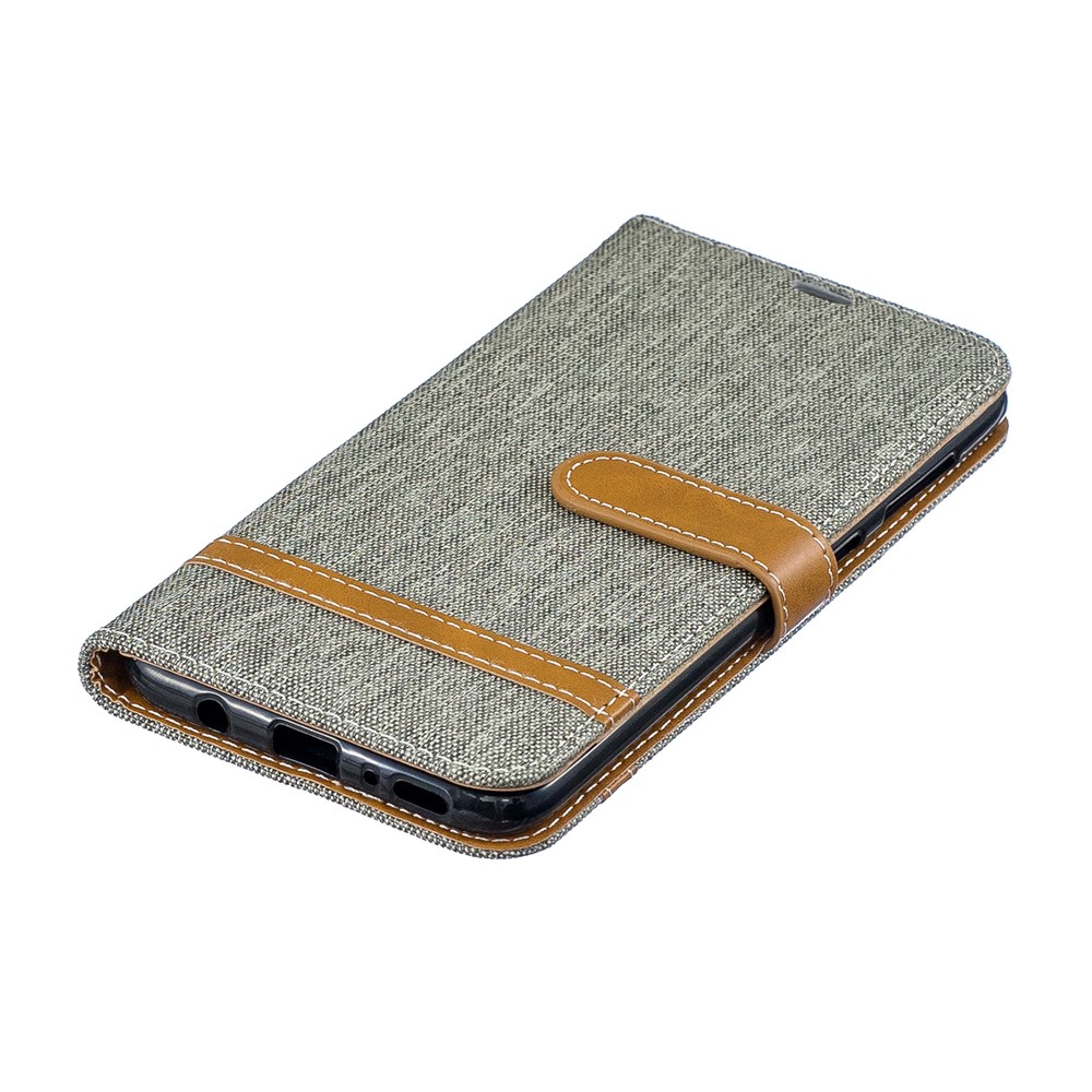 Funda De Piel Sintética Con Dos Tonos De Jean PU Para Samsung Galaxy A70 - Gris-9