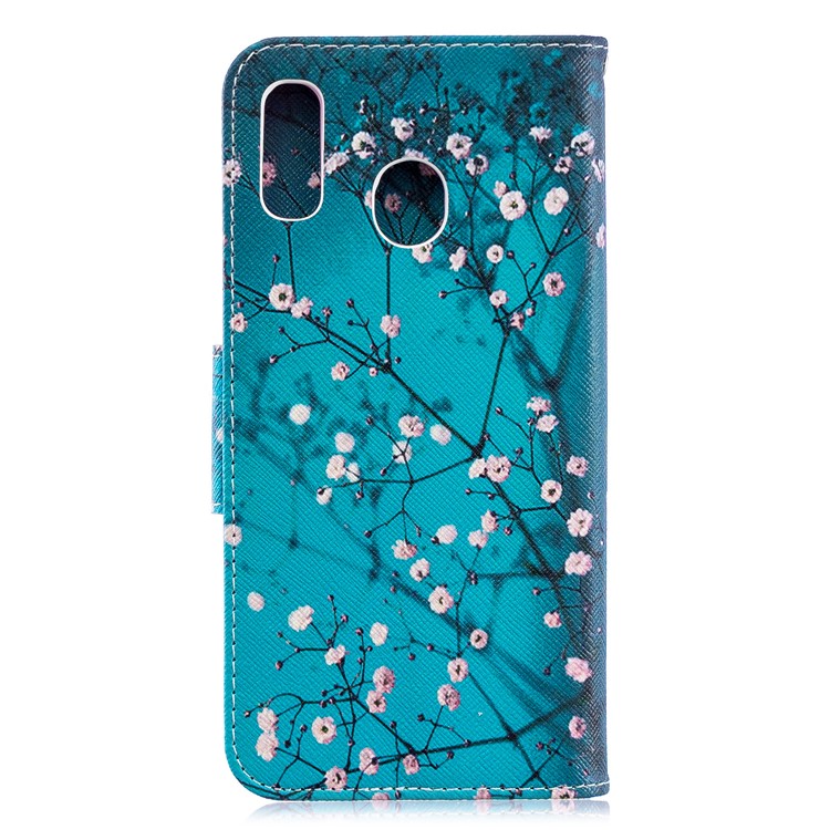 Pattern Printing PU Leather Flip Cover for Samsung Galaxy A20 / A30 - Tree with Flowers-5