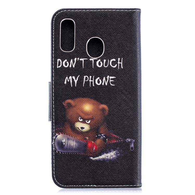 Pattern Printing PU Leather Flip Cover for Samsung Galaxy A20 / A30 - Bear And Its Warnings-5