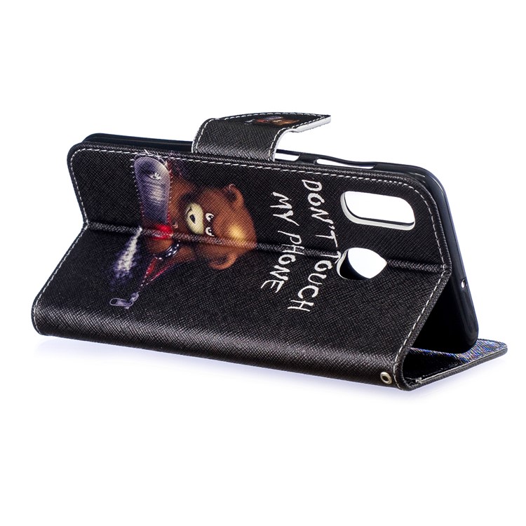 Pattern Printing PU Leather Flip Cover for Samsung Galaxy A20 / A30 - Bear And Its Warnings-6