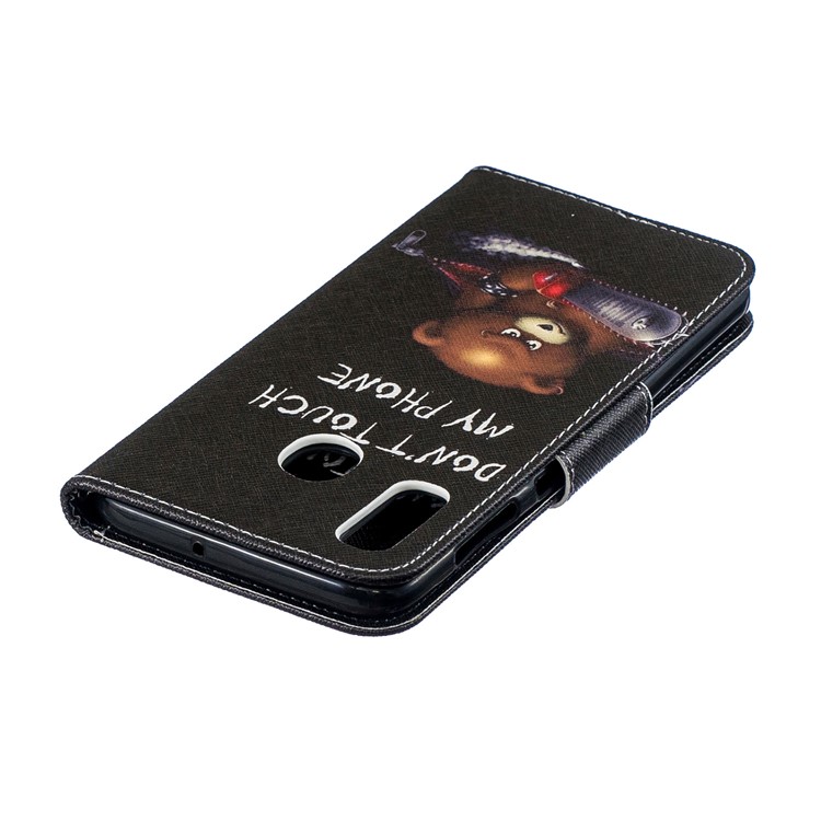 Pattern Printing PU Leather Flip Cover for Samsung Galaxy A20 / A30 - Bear And Its Warnings-9