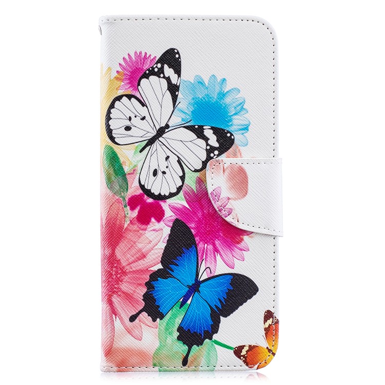 Cubierta De Cuero De La PU De La Impresión Del Patrón Para La Galaxia A20 De Samsung / A30 - Mariposas Y Flores-4