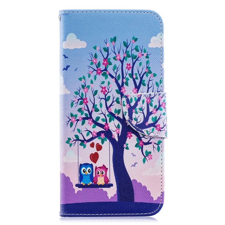 For Samsung Galaxy A20 / A30 Pattern Printing Leather Stand Wallet Case - Tree and Owls-4