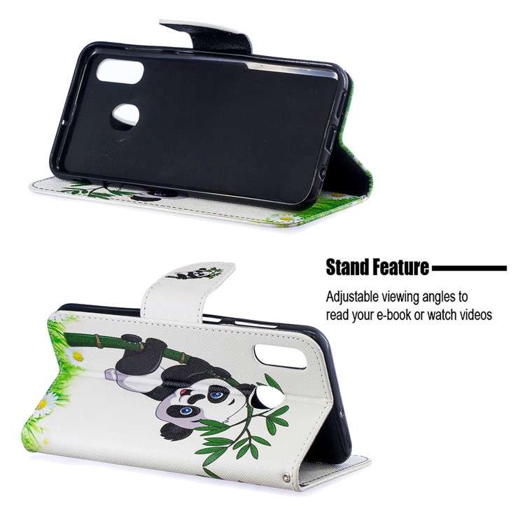 For Samsung Galaxy A20 / A30 Pattern Printing Leather Stand Wallet Case - Panda-2