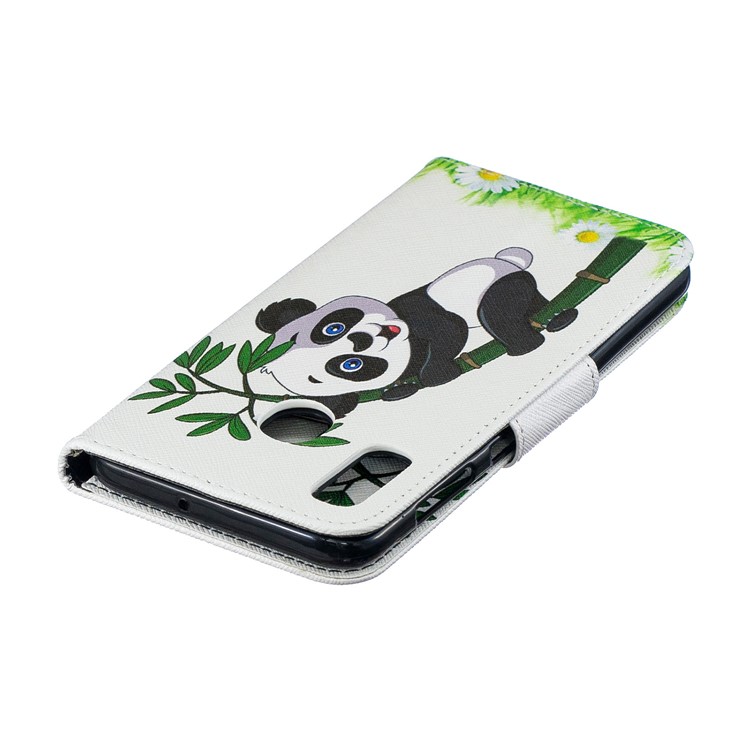For Samsung Galaxy A20 / A30 Pattern Printing Leather Stand Wallet Case - Panda-9