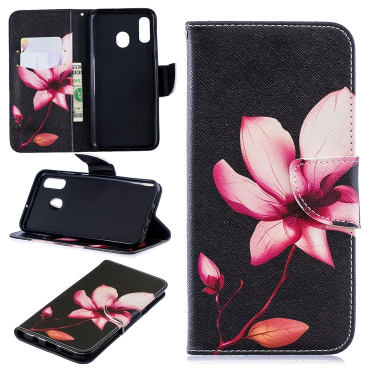 Pour Samsung Galaxy A20 / Etui Portefeuille En Cuir Avec Motif A30 - Motif De Fleurs-1