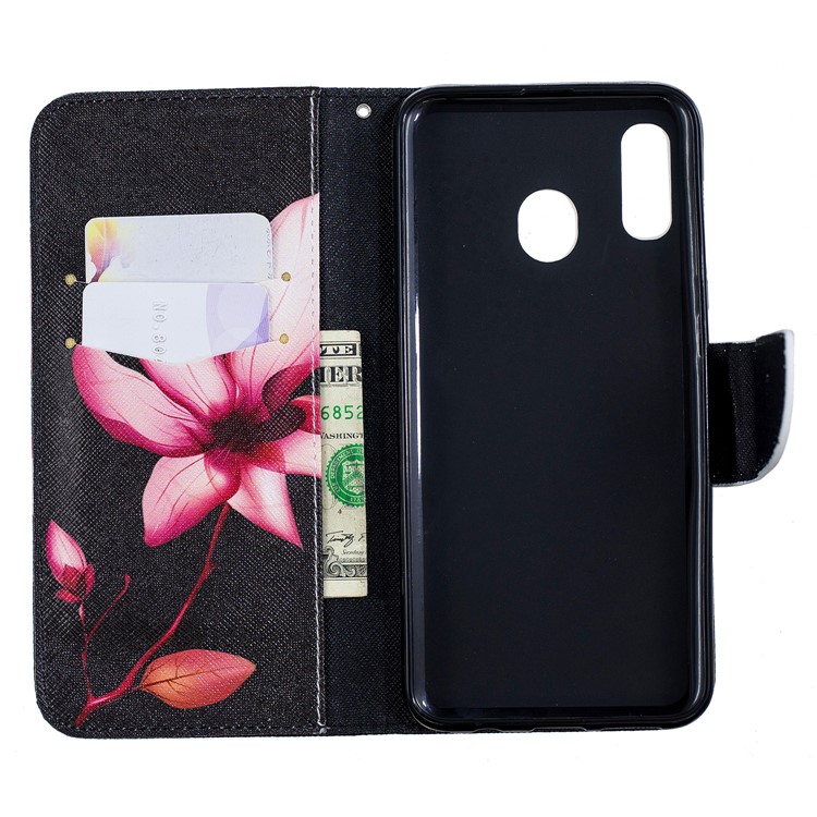 Pour Samsung Galaxy A20 / Etui Portefeuille En Cuir Avec Motif A30 - Motif De Fleurs-10