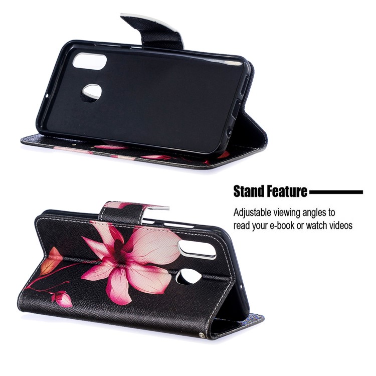 Pour Samsung Galaxy A20 / Etui Portefeuille En Cuir Avec Motif A30 - Motif De Fleurs-2