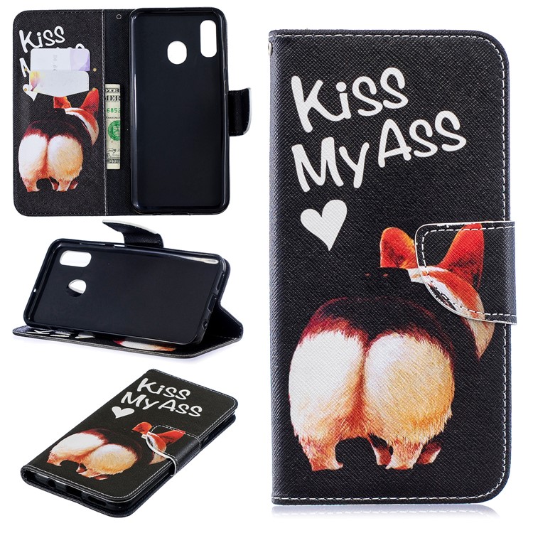 Pour Samsung Galaxy A20 / Etui Portefeuille En Cuir Avec Motif A30 - Va Te Faire Foutre-1