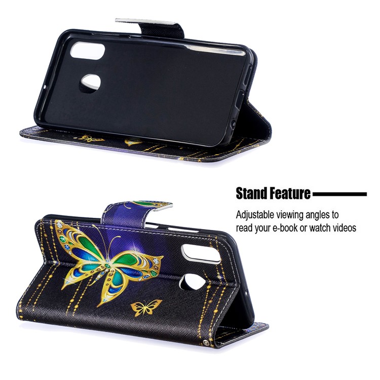 Pour Samsung Galaxy A20 / Etui Portefeuille En Cuir Avec Motif A30 - Papillon Colorisé-2