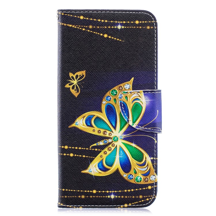 Pour Samsung Galaxy A20 / Etui Portefeuille En Cuir Avec Motif A30 - Papillon Colorisé-4