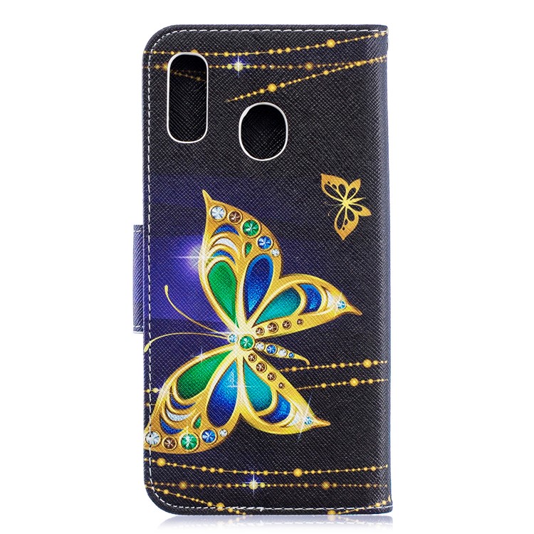 Pour Samsung Galaxy A20 / Etui Portefeuille En Cuir Avec Motif A30 - Papillon Colorisé-5