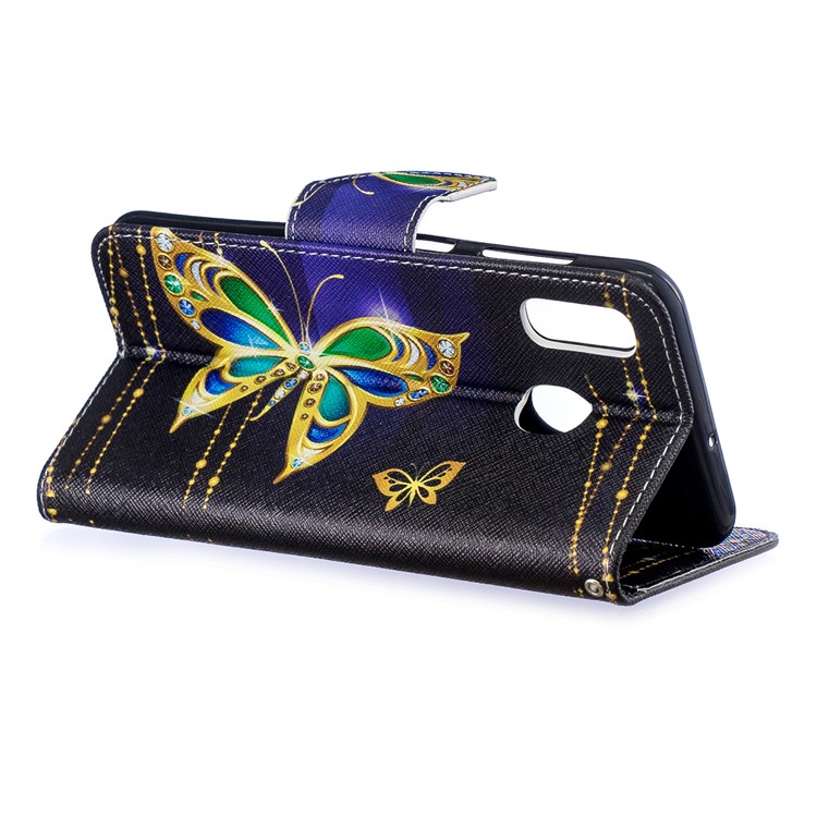 Pour Samsung Galaxy A20 / Etui Portefeuille En Cuir Avec Motif A30 - Papillon Colorisé-6