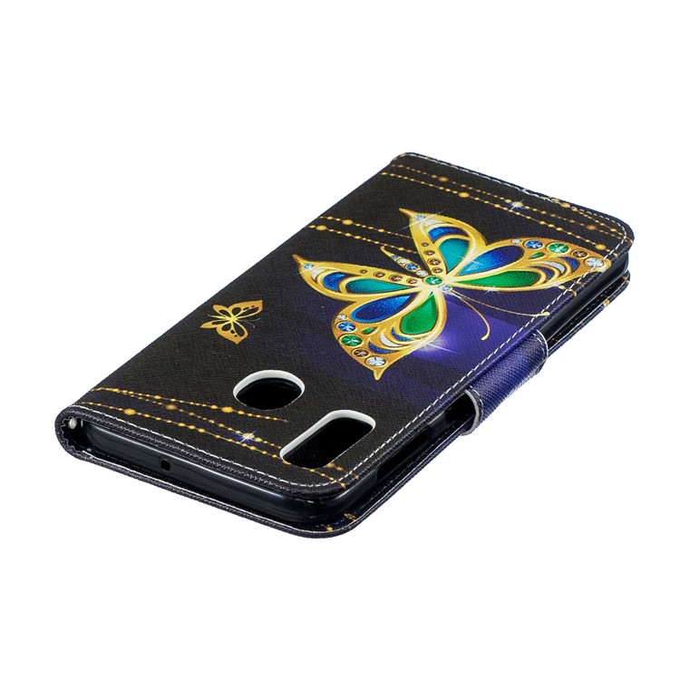 Pour Samsung Galaxy A20 / Etui Portefeuille En Cuir Avec Motif A30 - Papillon Colorisé-9