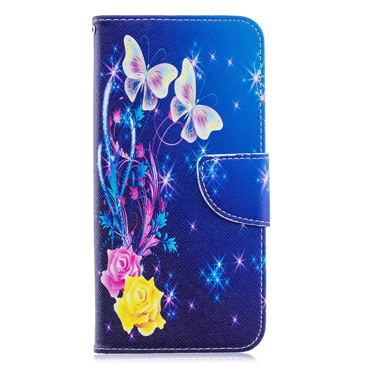 Pour Samsung Galaxy A20 / Etui Portefeuille En Cuir Avec Motif A30 - Roses Et Papillons-4