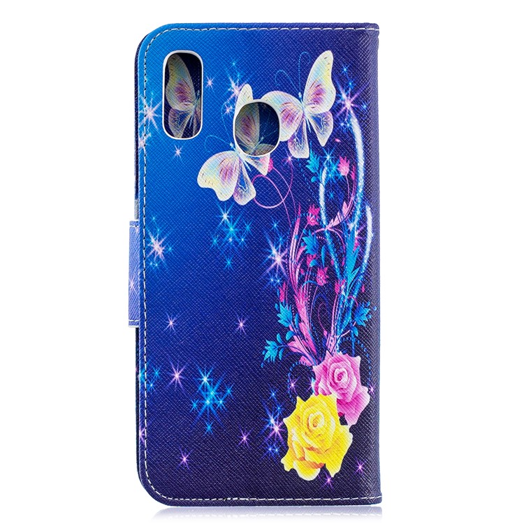 Pour Samsung Galaxy A20 / Etui Portefeuille En Cuir Avec Motif A30 - Roses Et Papillons-5