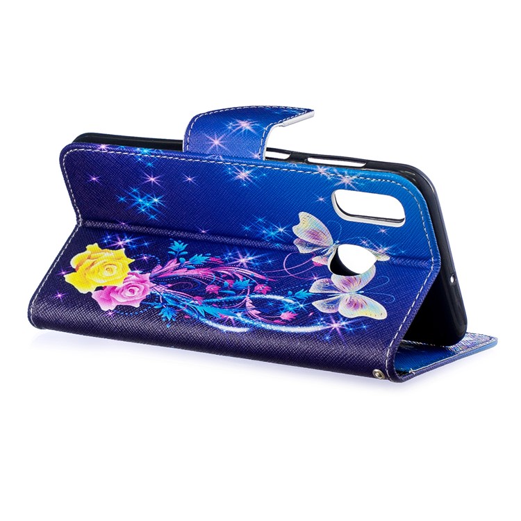 Pour Samsung Galaxy A20 / Etui Portefeuille En Cuir Avec Motif A30 - Roses Et Papillons-6