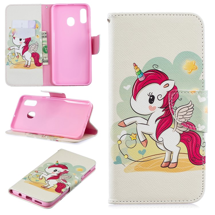 

Pattern Printing Leather Wallet Case for Samsung Galaxy A20/A30 - Unicorn, Galaxy A20