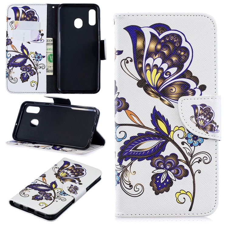 

Pattern Printing Leather Wallet Case for Samsung Galaxy A20/A30 - Butterfly Pattern, Galaxy A20