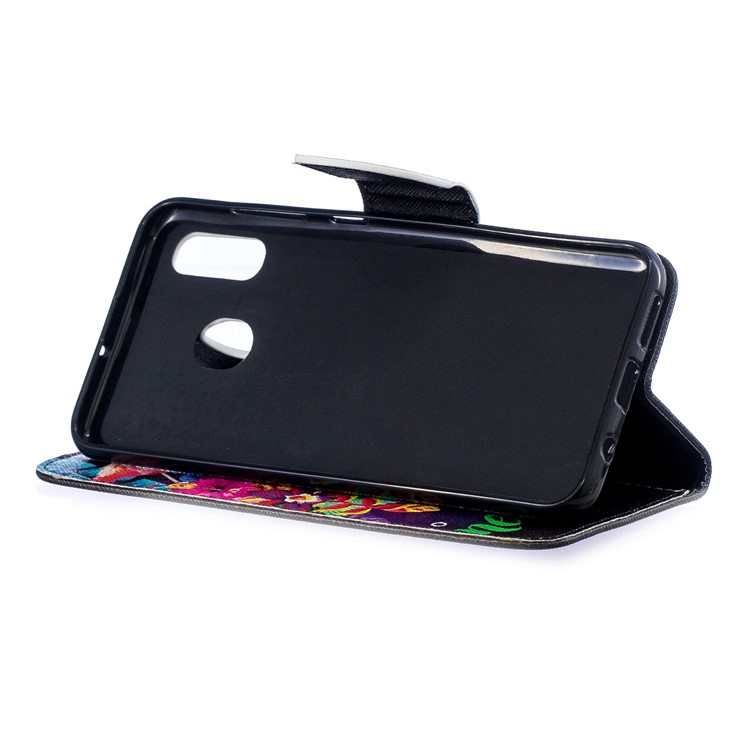 Pattern Printing Leather Wallet Case for Samsung Galaxy A20/A30 - Crane and Flowers-7