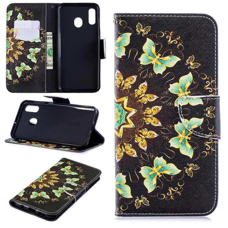 

Pattern Printing Leather Wallet Case for Samsung Galaxy A20/A30 - Colorized Butterfly, Galaxy A20