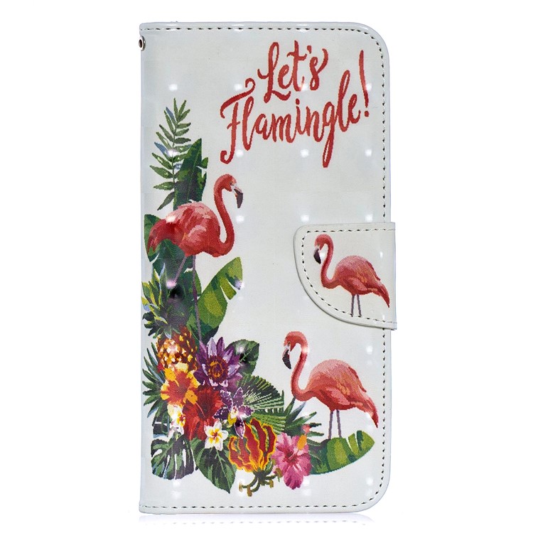 For Samsung Galaxy A30/A20 Pattern Printing PU Leather Wallet Cell Phone Cover - Flamingo-4