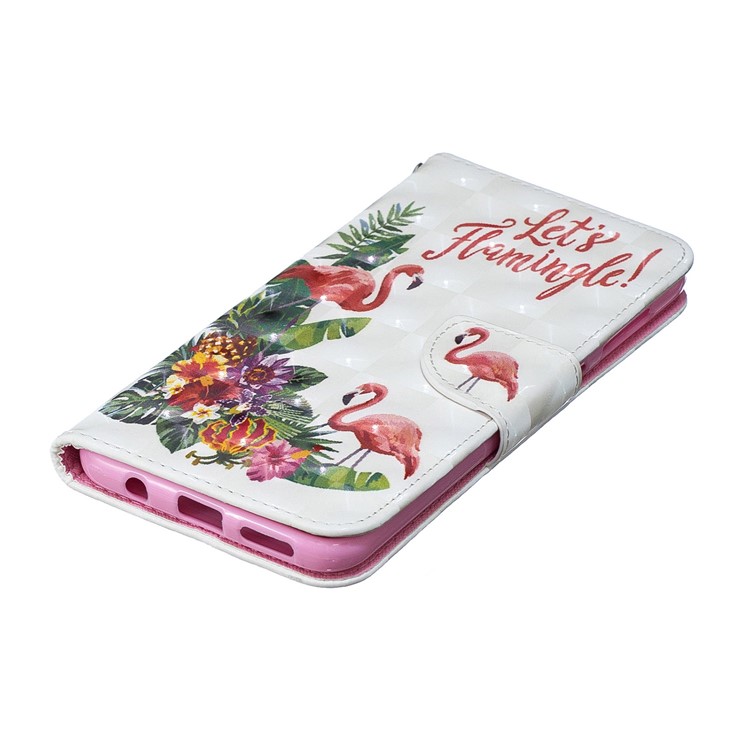 For Samsung Galaxy A30/A20 Pattern Printing PU Leather Wallet Cell Phone Cover - Flamingo-8