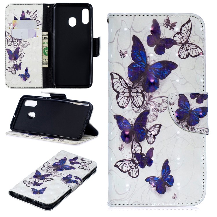

For Samsung Galaxy A30 / A20 Pattern Printing PU Leather Wallet Cell Phone Cover - Pretty Butterflies, Galaxy A20