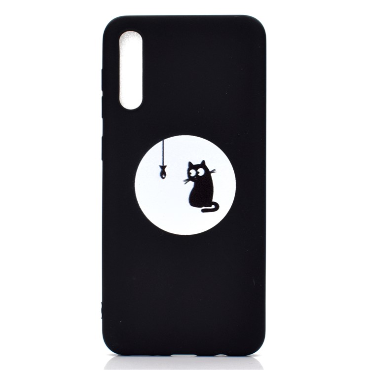 Matte Pattern Printing TPU Case Accessory for Samsung Galaxy A50 / A50s / A30s - Cat and Fish-2