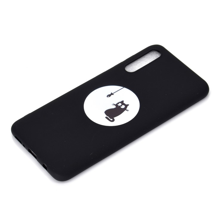 Matte Pattern Printing TPU Case Accessory for Samsung Galaxy A50 / A50s / A30s - Cat and Fish-3