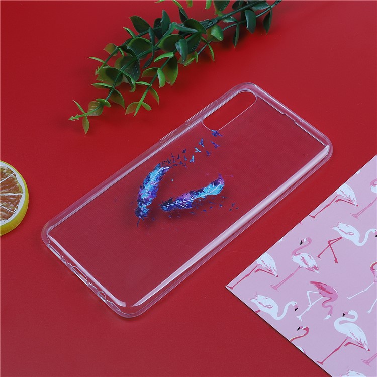 Custodia In TPU Stampa Modello Per Samsung Galaxy A50 - Piuma Colorata-4