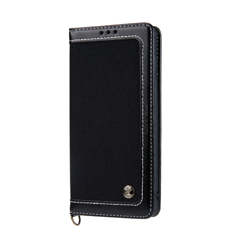 CMAI2 Jeans Cloth PU Leather Wallet Case with Hand Strap for Samsung Galaxy S10 Plus - Black-2