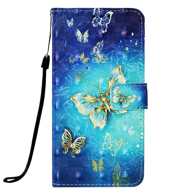 Pattern Printing Leather Wallet Case for Samsung Galaxy M10 - Butterfly Pattern-2