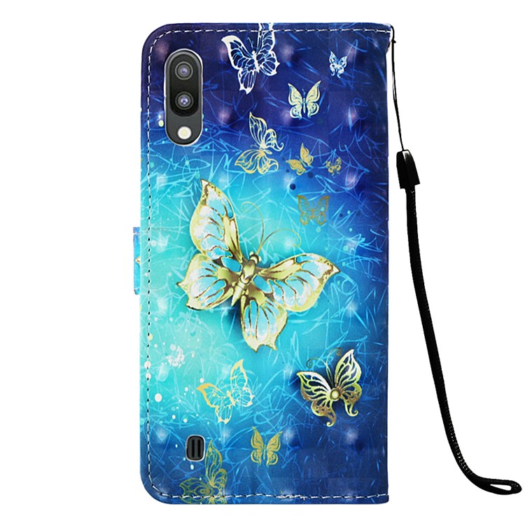 Pattern Printing Leather Wallet Case for Samsung Galaxy M10 - Butterfly Pattern-3
