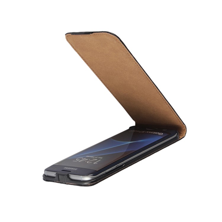 Estojo de couro dividido genuíno Flip genuíno para Samsung Galaxy S7 edge G935 - negro-10