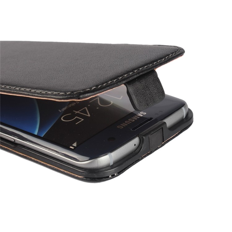 Estojo de couro dividido genuíno Flip genuíno para Samsung Galaxy S7 edge G935 - negro-7