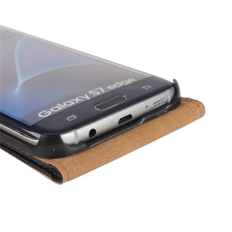 Estojo de couro dividido genuíno Flip genuíno para Samsung Galaxy S7 edge G935 - negro-8