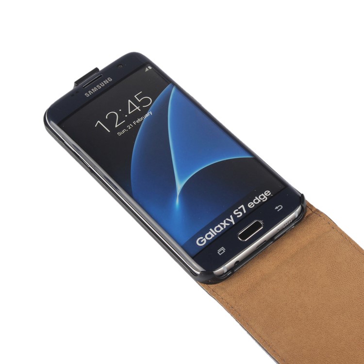 Estojo de couro dividido genuíno Flip genuíno para Samsung Galaxy S7 edge G935 - negro-9